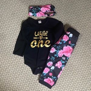 Wild One 3 piece birthday outfit, size 12-18 months